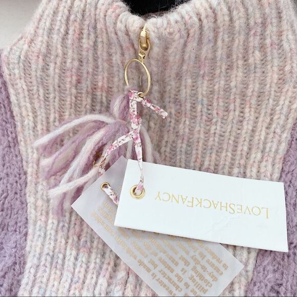 LoveShackFancy Jonae Cropped Mock Zip Up Sweater - Muscat Grape - Picture 10 of 12